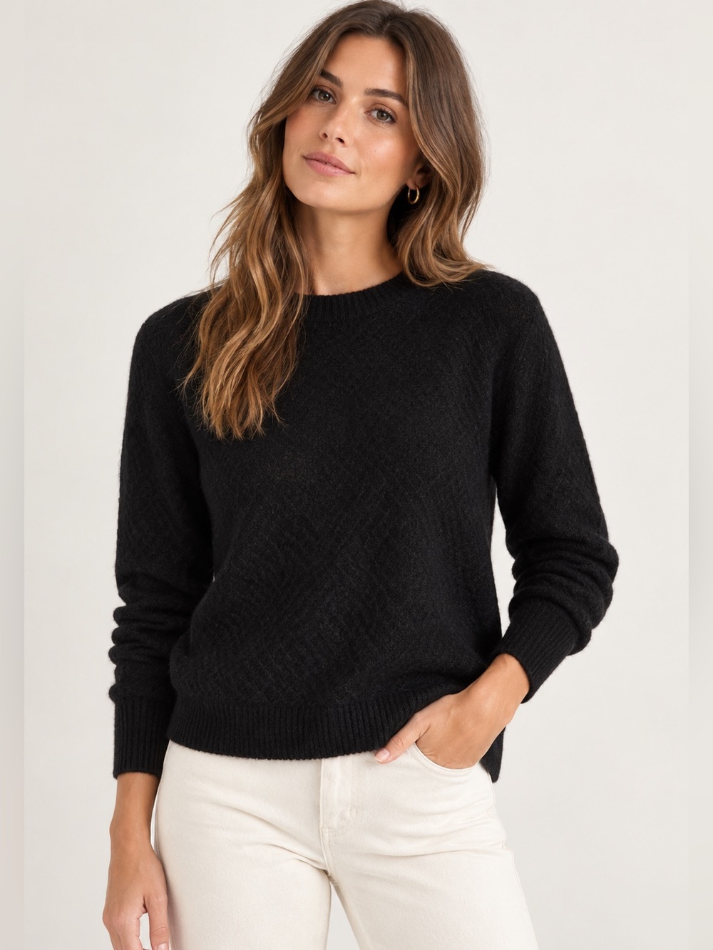 Quince Baby Alpaca Black Sweater XS NWT Quiet Luxury Minimalist